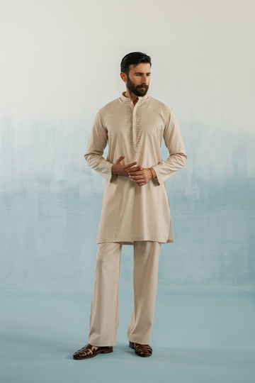 'Brown' Embroidered Kurta Pajama